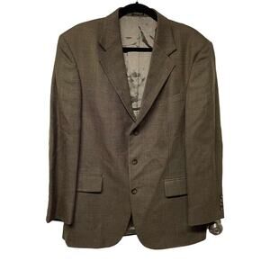 Oscar de la Renta Mens 3 Button Brown Tweed Suit Jacket Blazer Size 42R Wool